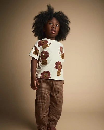 Toddler Relaxed Graphic Tee Lion Print - Cream
