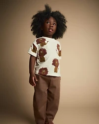 Toddler Relaxed Graphic Tee Lion Print - Cream