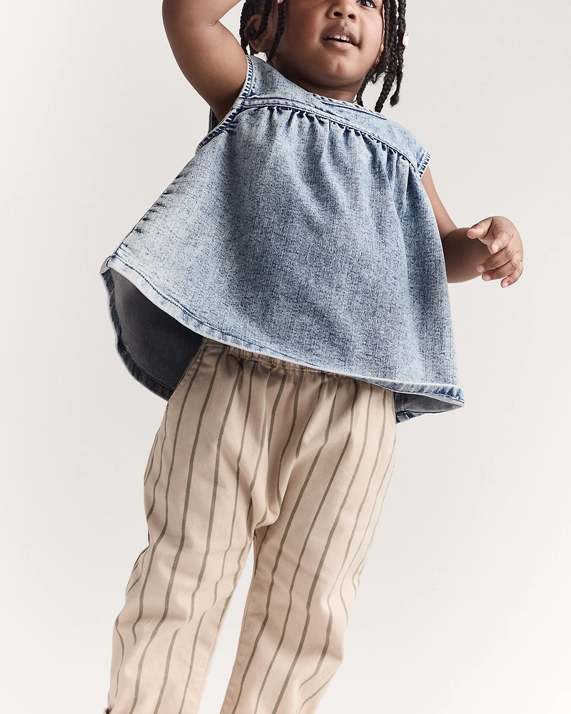 Toddler Striped Playground Pant - Beige/Olive
