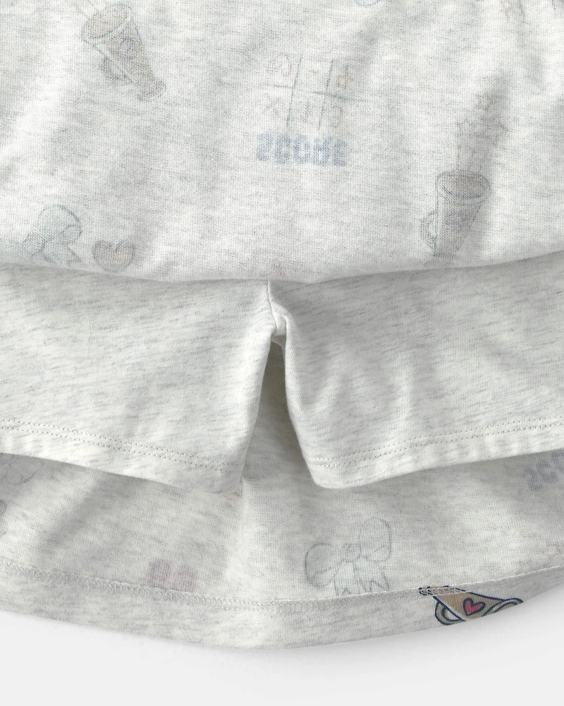 Girls 'Go Team' Cotton Skort - Grey