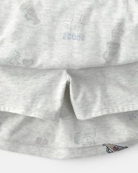 Girls 'Go Team' Cotton Skort - Grey