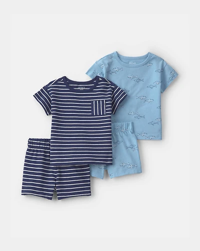 Baby Boy 4-Piece Shark Top & Short Set - Blue
