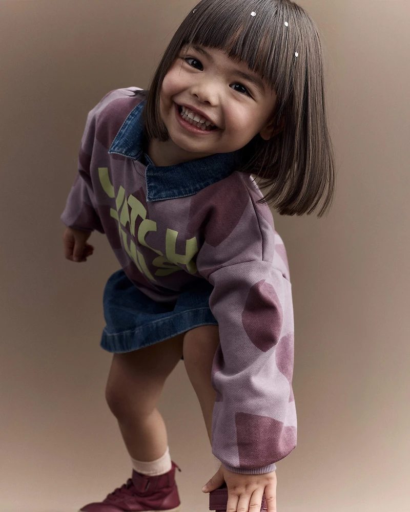 Toddler 'Watch This!' Shapes Dolman-Sleeve Sweatshirt - Mauve