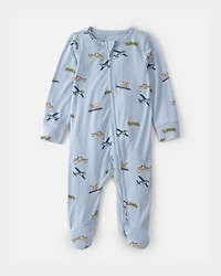 Baby Boy Plane 2-Way Zip PurelySoft Sleeper - Blue