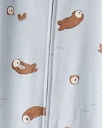 Toddler Boy Otter 100% Cotton Snug Fit Footie 1-Piece Pyjamass - Blue