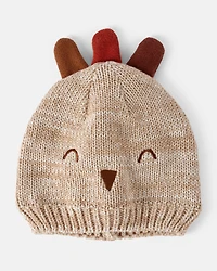 Baby Thanksgiving Turkey Crochet Hat - Beige