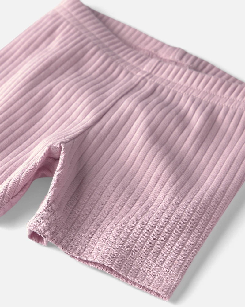 Baby Girl 2-Pack Organic Cotton Ribbed Pedal Shorts