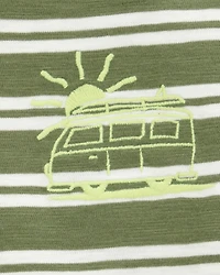 Toddler Sun Striped Cotton Short-Sleeve Tee - Green