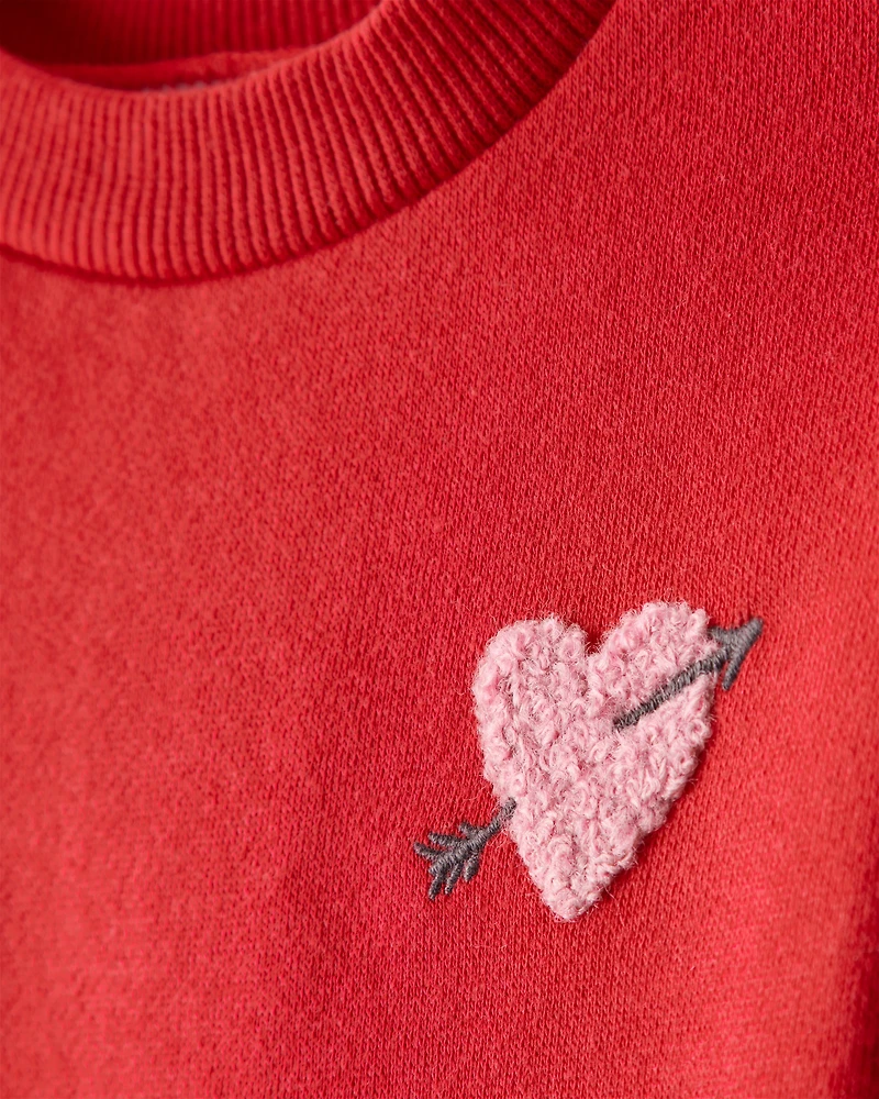 Baby Girl Heart Fleece Long-Sleeve Dress - Red