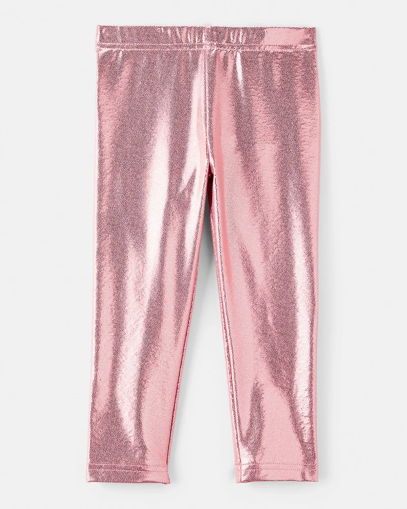 Toddler Girl Pull-On Stretch Metallic Leggings - Pink