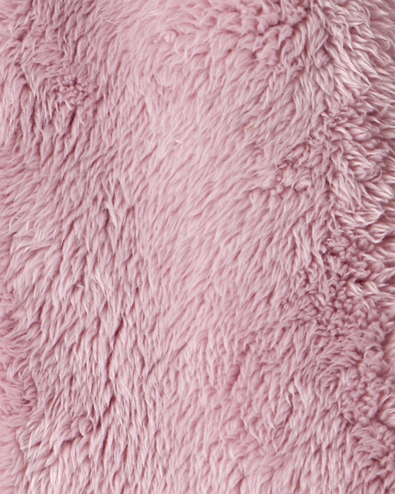 Baby Girl Sherpa Long-Sleeve Hooded Jumpsuit - Pink