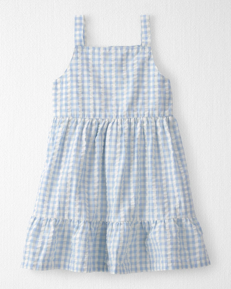 Toddler Girl Seersucker Dress Made with Organic Cotton
