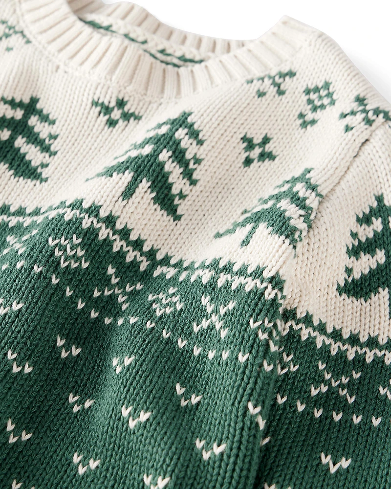 Baby Organic Cotton Evergreen Fair Isle Sweater