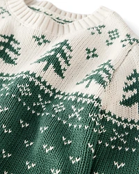 Baby Organic Cotton Evergreen Fair Isle Sweater