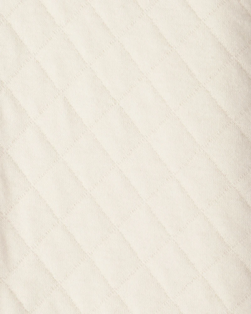 Baby Girl Quilted Quarter-Zip & Floral Legging Set - Cream