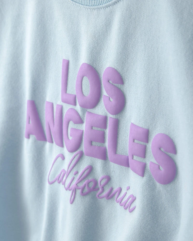 Girls 'Los Angeles' French Terry Top - Blue