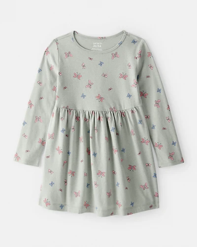 Toddler Girl Butterfly Long-Sleeve Knit Dress - Green