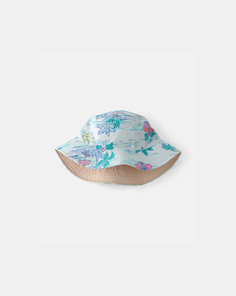 Toddler Boy Boy Tropical Print/Green Reversible Swim Hat