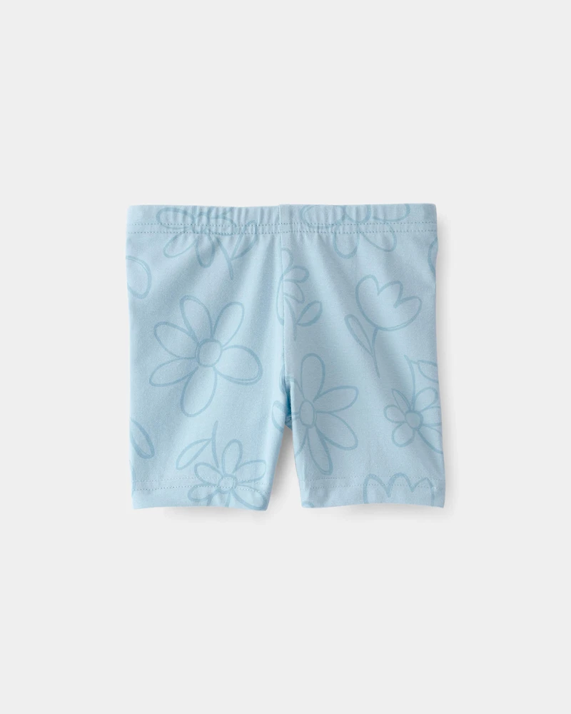 Baby Girl Floral Ladybug Bike Shorts - Blue