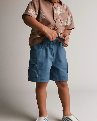 Toddler Boy Cargo Short with Zipper Pocket - Slate