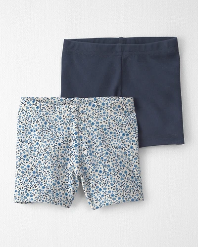 Baby Girl 2-Pack Organic Cotton Ribbed Pedal Shorts