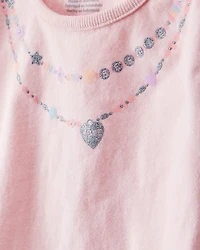 Toddler 2-Piece Necklace Printed Tee & Rainbow Skort Set