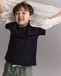 Toddler Boy Dobby Knit Button-Down Short-Sleeve Shirt - Cream