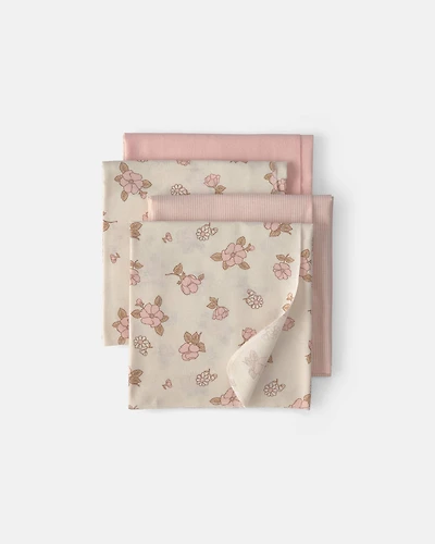 Baby 4-Pack Flowers Receiving Blankets - Pink/Ivory