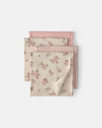 Baby 4-Pack Flowers Receiving Blankets - Pink/Ivory