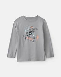 Boys Skateboard Long-Sleeve Graphic Tee - Grey