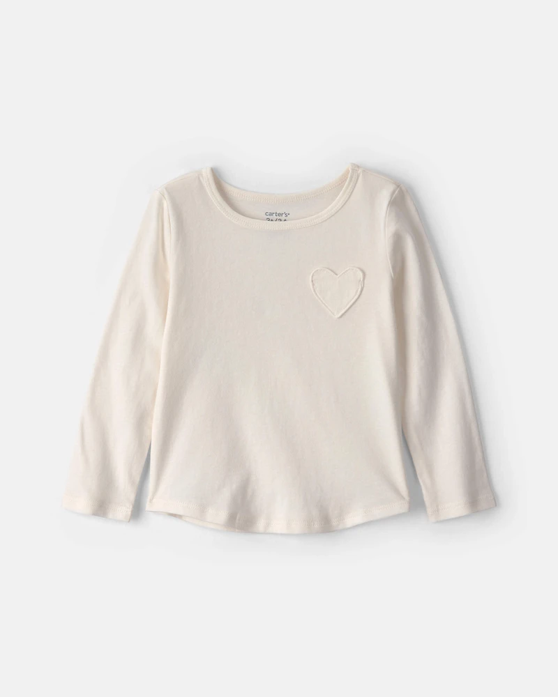 Toddler Girl Heart Long-Sleeve Top - Cream