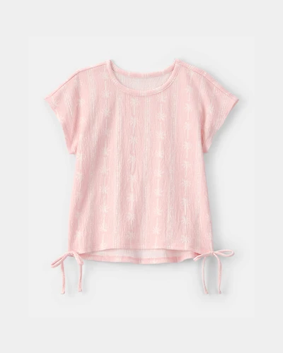 Girls Palm Tree Crinkle Top - Pink