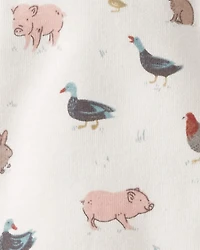 Baby Organic Cotton Sleep & Play Pyjamas Barnyard Tails Print