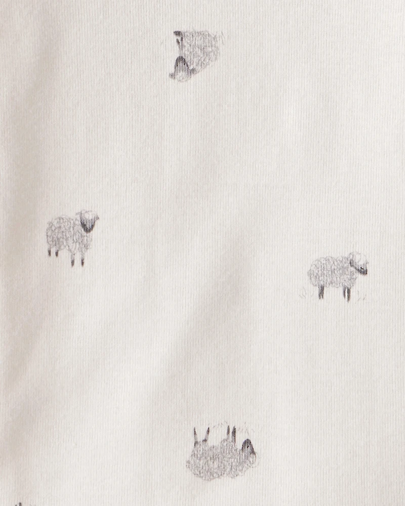 Baby Boy 4-Pack Sheep Print Long-Sleeve Multipack Bodysuits - White