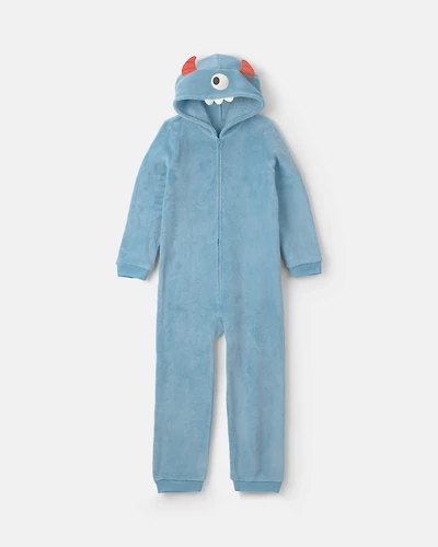 Boys 1-Piece Monster Halloween Fleece Pyjama Costume - Blue