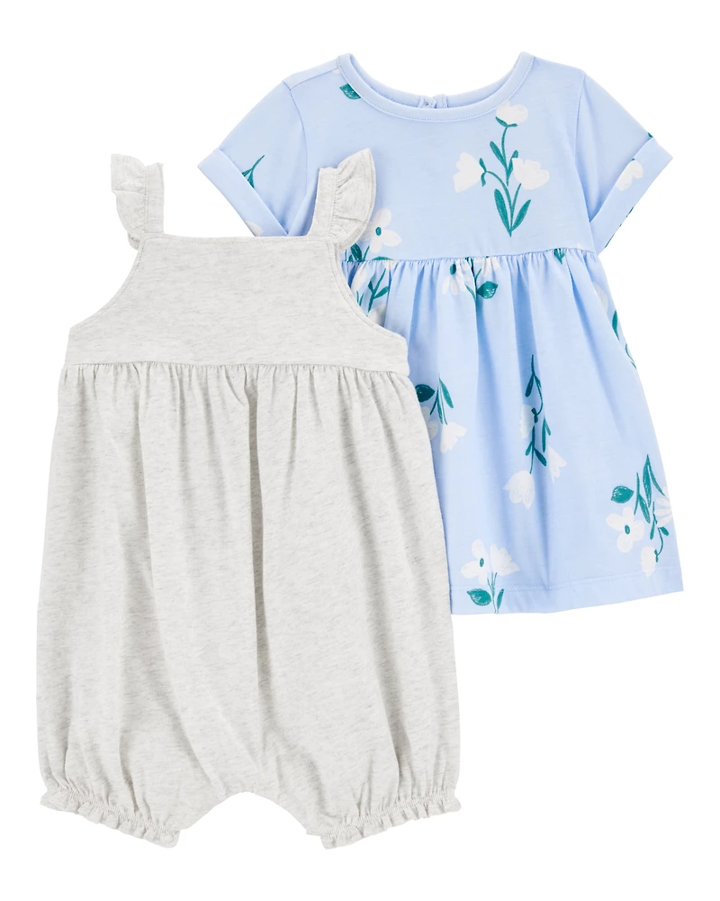 Baby Girl 2-Piece Floral Dress & Romper Set