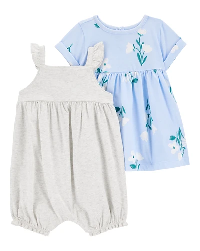 Baby Girl 2-Piece Floral Dress & Romper Set