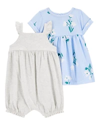 Baby Girl 2-Piece Floral Dress & Romper Set