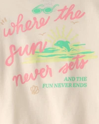 Baby Girl 'Where the Sun Never Sets' Graphic Tee - Cream