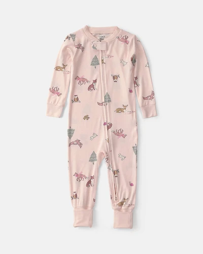 Baby Girl 1-Piece Woodland PurelySoft™ Snug Fit Pyjama - Pink
