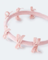 Toddler Girl Velvety Bow Headband - Light Pink