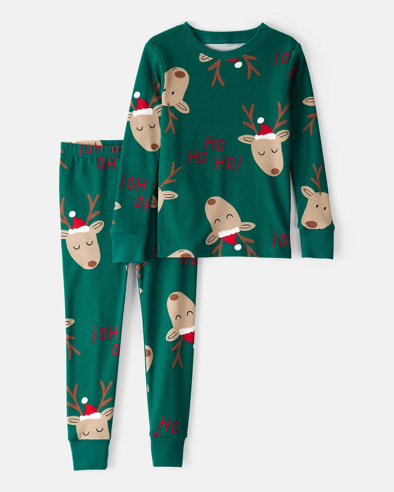 Toddler Reindeer Snug Fit 2-Piece Pajamas - Green