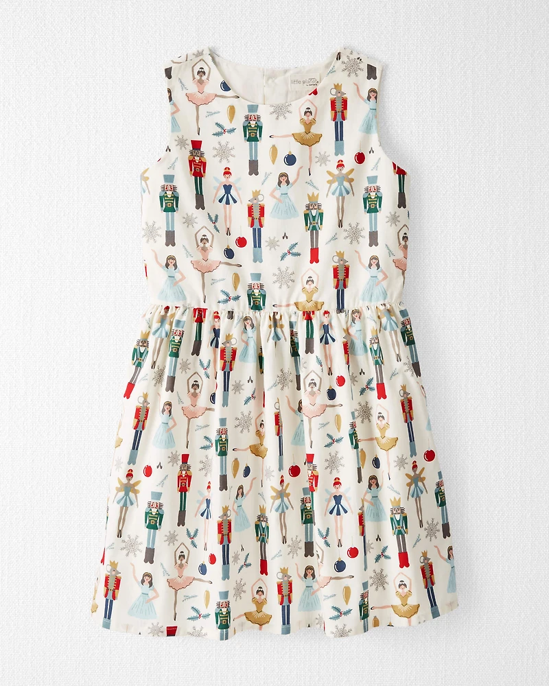 Girls Organic Cotton Dress Nutcracker Print