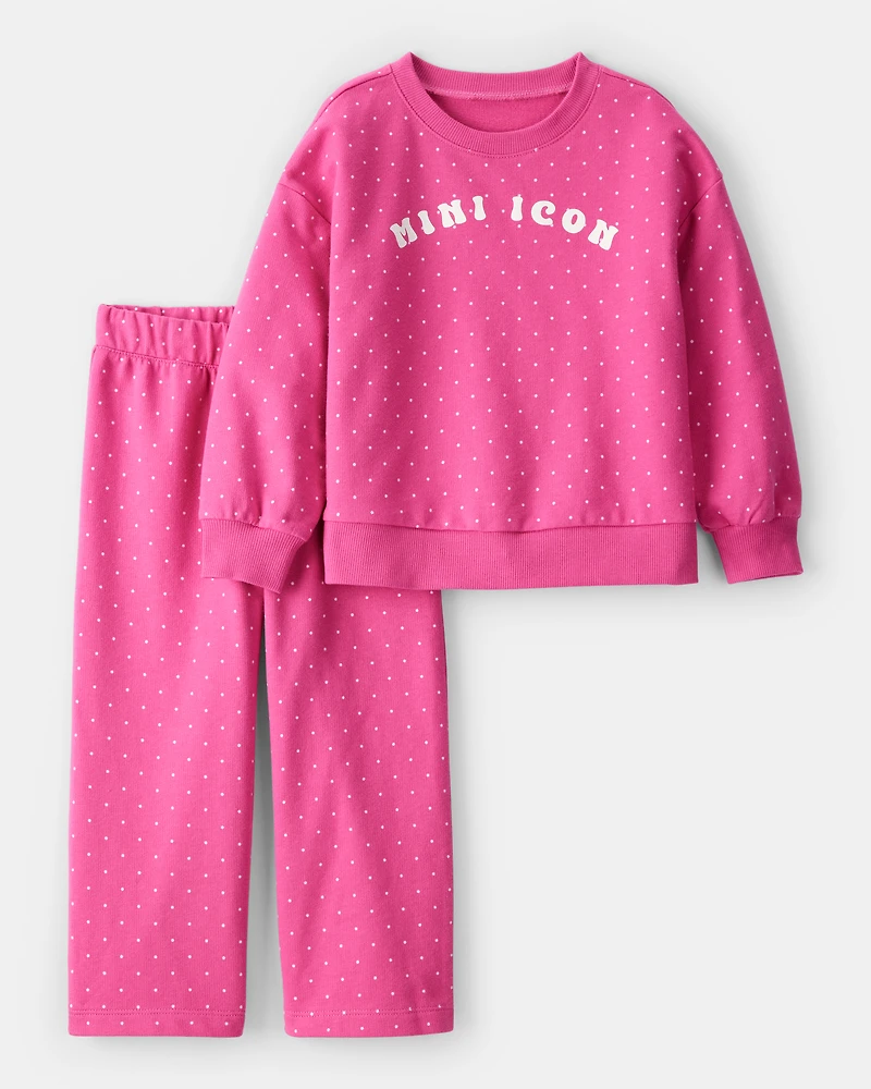 Toddler Girl DayDream Fleece Mini Icon Pullover & Pant Set - Pink