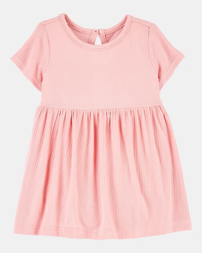Baby Girl Solid Bodysuit Dress - Pink