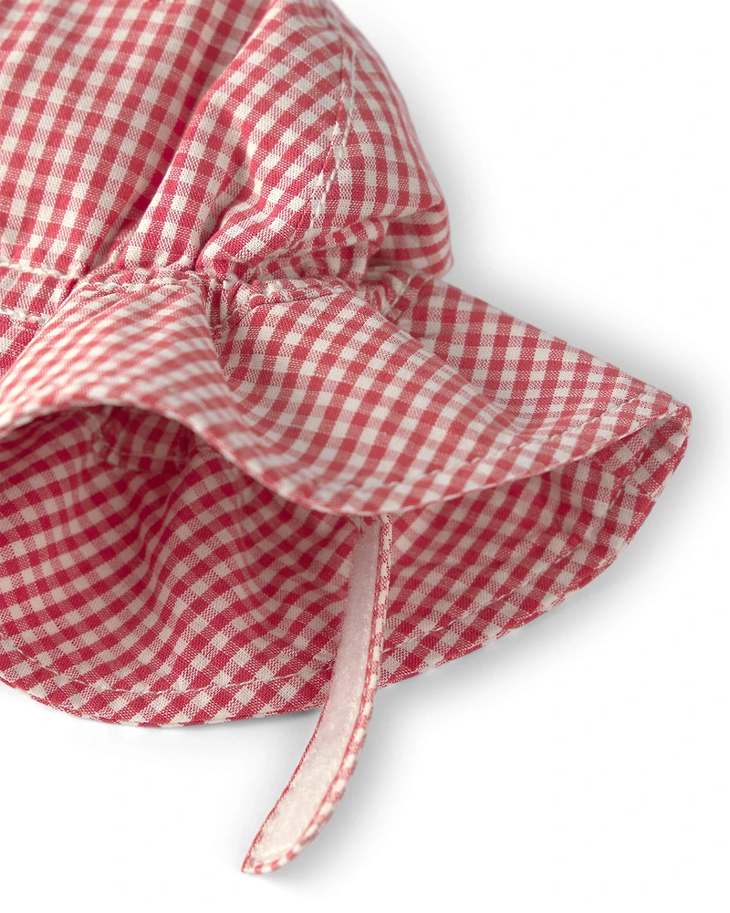 Baby Girl Sunhat Made with Organic Cotton Red Gingham