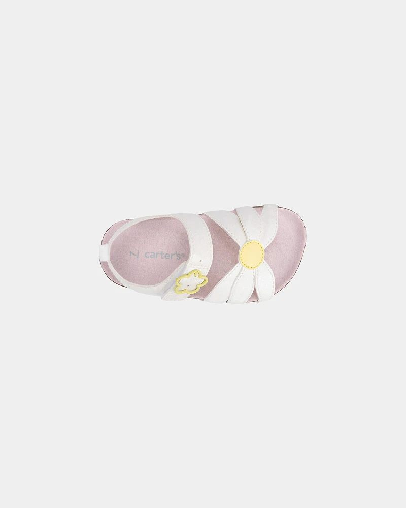 Toddler Girl Flower Sandals - White