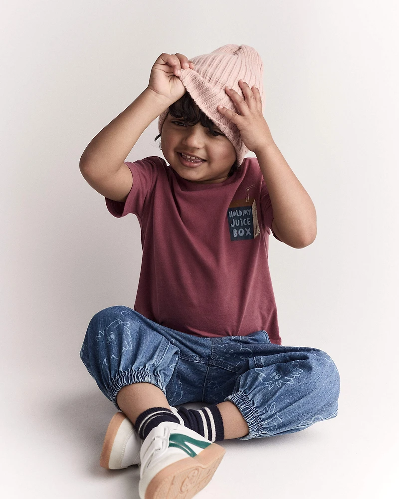 Toddler Hold My Juicebox Short-Sleeve Relaxed Graphic Tee - Burgundy