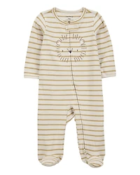 Baby Boy Lion Striped 2-Way Zipper Cotton Sleeper pyjamas