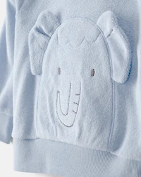 Baby Boy Elephant Terry Pullover Sweatshirt - Blue